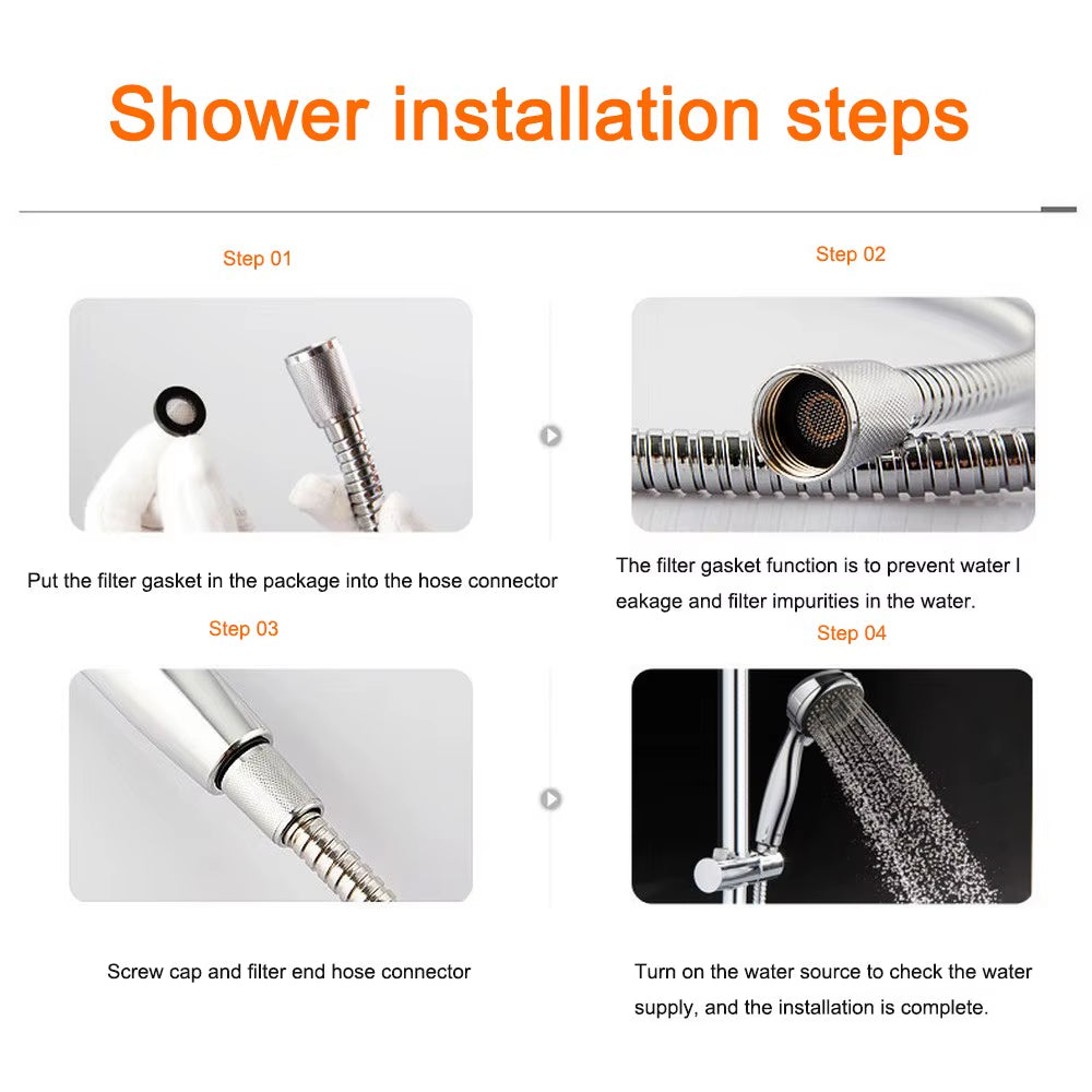 Bath Shower Head Square Faucet Led Stainless Steel Shower Rainfall Rain Shower Head High Pressure Rainshower Self-Discoloring